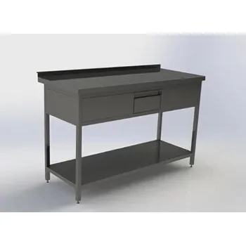 Dílenský stůl Nerez Nerezový pracovní stůl se zásuvkou a policí hloubka 800 mm Délka (mm): 1000, Šířka (mm): 800
