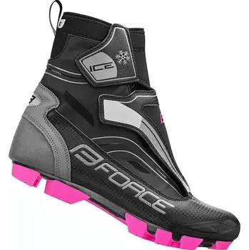 Pánské cyklistické tretry FORCE Zimní Tretry Force MTB ICE21 LADY - černo růžové velikost 39