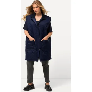 Dámská vesta Ulla Popken, Plus size Dlouhá prošívaná vesta, stojáček, zip, kapsy na zip pro plnoštíhlé nadměrná velikost, 826081133-1130, modrý, 50/52, Nadměrné velikosti, Plus size oblečení, Oblečení pro boubelky, Oblečení pro baculky, Oblečení pro plnoštíhlé, Obleče