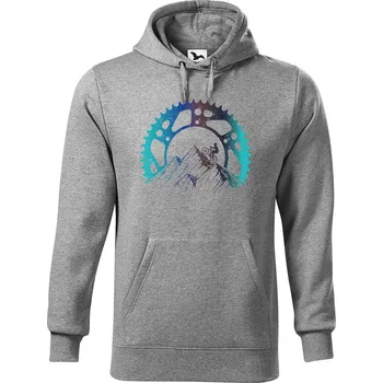 Pánská mikina DOBRÝ TRIKO Pánská mikina s potiskem Horská jízda Velikost pánské mikiny: 4XL, Barva: Tmavě šedý melír