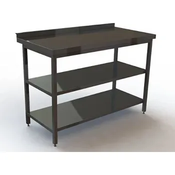 Dílenský stůl Nerez Nerezový pracovní stůl se dvěma policemi hloubka 700 mm Délka (mm): 1500, Šířka (mm): 700