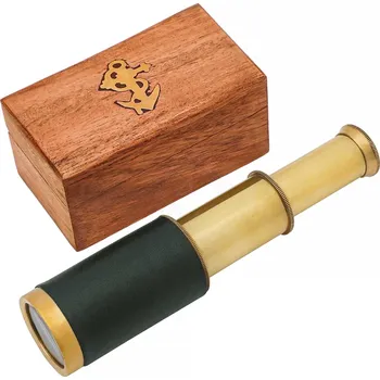 Karnevalový kostým Mythrojan Pirátský dalekohled Blackbeard – Mosaz a kůže v dřevěné truhličce - Outlet