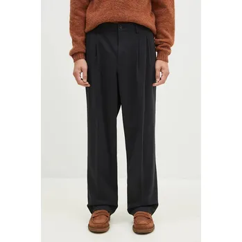 Pánské kalhoty Kalhoty s příměsí vlny Norse Projects Benn Relaxed Cotton Wool Twill Pleated Trouser N25.0395.9999 černá 99X, vel. 34
