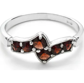 Prsten Stříbrný prsten s českým granátem Gia - 69, Rhodiování