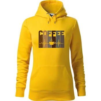 Dámská mikina DOBRÝ TRIKO Dámská mikina s potiskem Tep srdce coffee Velikost dámské mikiny: L, Barva: Žlutá