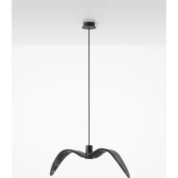 Designové závěsné svítidlo Brokis Night Birds PC964 Povrch Montury: Černý elox, Barva skla: Triplex opal Brokisglass mat, Povrch baldachýnu: kov - černý matný komaxit