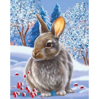 Diamantové malování Diamantové malování/Huacan - Králíček v zimní zahradě