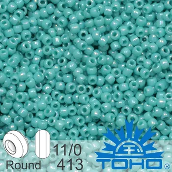 Korálek Korálky TOHO tvar ROUND (kulaté). Velikost 11/0. Barva č. 413 Opaque-Rainbow Turquoise . Balení 8g.