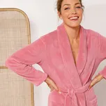 Dlouhá fleecový župan se šálovým límcem růžová pudrová 56