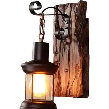 Nástěnné svítidlo FABRILAMP kovaná nástěnná lampa - vyřezávané masivní dřevo a kov
