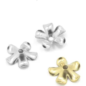 Materiál na výrobu šperku Ocelové kaplíky kytičky 9mm - 1Ks+B - Nerez SL / 1Ks