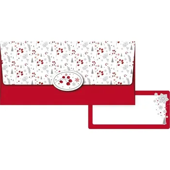 Kalendář Obálka na peníze vánoční, červená, 88-043, větvičky