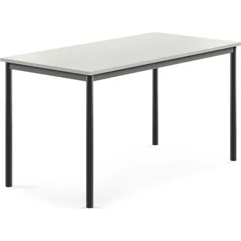 Jídelní stůl Stůl SONITUS, 1400x700x720 mm, antracitově šedé nohy, HPL deska tlumící hluk, šedá