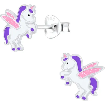 Náušnice Dětské stříbrné náušnice s okřídleným jednorožcem