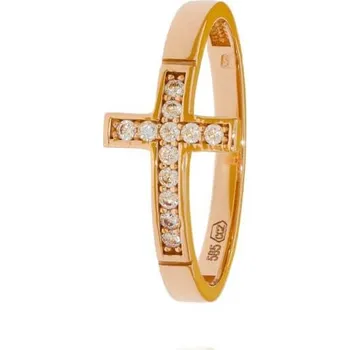 Prsten Dámský prsten s křížkem z červeného zlata