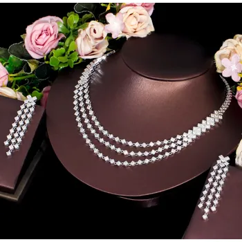 Souprava šperků B-TOP Třívrstvá souprava s AAA zirkony - bílé pozlacení