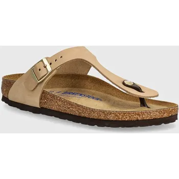 Dámské žabky Nubukové žabky Birkenstock Gizeh SFB 1019014 béžová 08X, EUR 38
