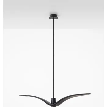 Designové závěsné svítidlo Brokis Night Birds PC962 Povrch Montury: Stříbrný elox, Barva skla: Šedá kouřová - masiv, Povrch baldachýnu: kov - černý matný komaxit