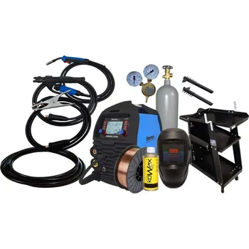 Příslušenství ke svářečce Sherman DIGIMIG 210XS + Hořák 3m + Kabely 2m + Drát + Sprej + Kukla + Vozík + Ventil + plná Lahev CO2