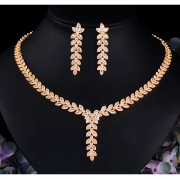 Souprava šperků B-TOP Luxusní pozlacená souprava se zirkony Leaf Shape