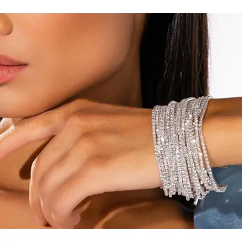 Náramek B-TOP Luxusní dámský vícevrstvý náramek Crystal Druh barvy: Zlatá