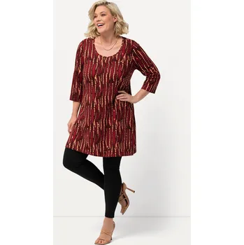 Dámské tričko Ulla Popken, Plus size Dlouhé tričko, batikovaný vzor, kulatý výstřih, 3/4 rukávy pro plnoštíhlé nadměrná velikost, 832363651-1130, oranžový, 50/52, Nadměrné velikosti, Plus size oblečení, Oblečení pro boubelky, Oblečení pro baculky, Oblečení pro plnoštíh