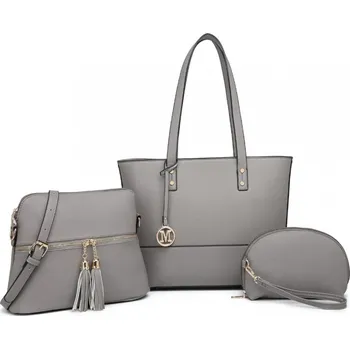 Kabelka 3-dílná sada tašek - shopperka, crossbody kabelka a kosmetička Miss Lulu Valeria - šedá