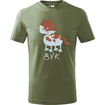 Dětská móda DOBRÝ TRIKO Dětské tričko Zvěrokruh kočka Býk Velikost: 146/10 let, Barva: Khaki