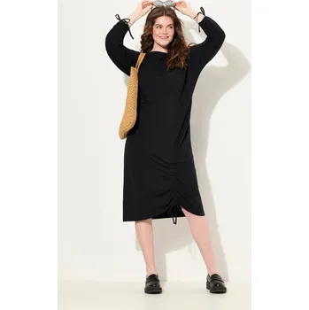 Dámské šaty Ulla Popken, Plus size Žerzejové midi šaty, lodičkový výstřih, 3/4 rukávy, biobavlna pro plnoštíhlé nadměrná velikost, 830153130-1128, černý, 42/44, Nadměrné velikosti, Plus size oblečení, Oblečení pro boubelky, Oblečení pro baculky, Oblečení pro plnoštíh