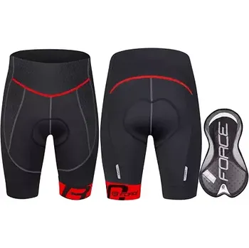 cyklistické kraťasy FORCE Pánské kraťasy Force B30 do pasu s GEL vložkou - černo-červené velikost XS