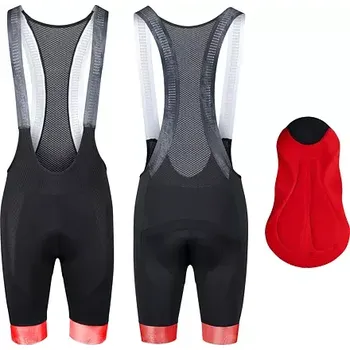 cyklistické kraťasy FORCE Pánské kraťasy Force STRIPE, se šlemi, černá/červená velikost XL