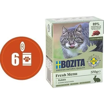 Bozita Fresh Menu kousky v omáčce s KRÁLÍKEM MULTIPACK - konzerva pro kočky 6x370 g