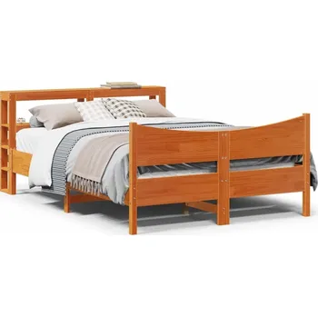 Postel vidaXL Rám postele s čelem 150x200 cm masivní borovice [3306301] Barva: Voskově hnědá