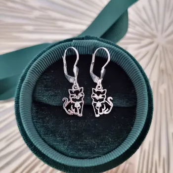 Náušnice Stříbrné náušnice kočky Lollien - Zirkon bílý (kubická zirkonie)