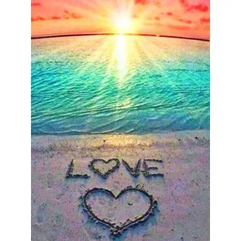 Diamantové malování Diamantové malování/Huacan - Srdce na pláži
