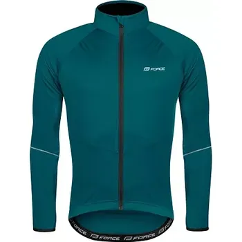 Cyklistická bunda FORCE Jarní a podzimní bunda Force ARROW softshell, petrolejová velikost S