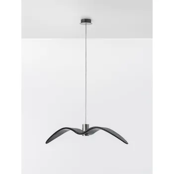 Designové závěsné svítidlo Brokis Night Birds PC963 Povrch Montury: Černý elox, Barva skla: Triplex opal Brokisglass mat, Povrch baldachýnu: kov - černý matný komaxit