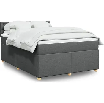 Postel vidaXL Box spring postel s matrací 140x190 cm textil [3286689] Barva: Tmavě šedá