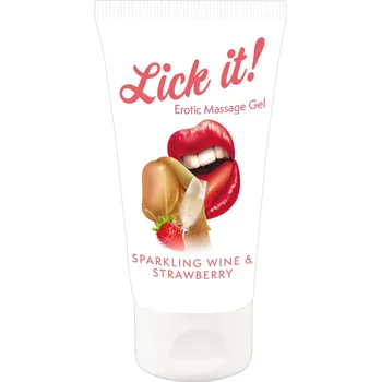 Erotický masážní přípravek Masážní gel Lick it! s příchutí Jahoda / Šumivé víno