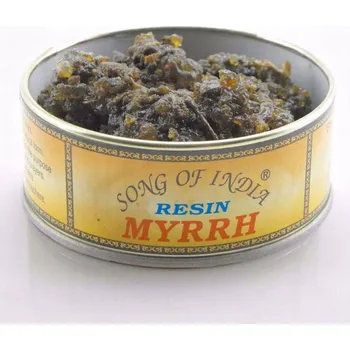 Vonná tyčinka Přírodní kadidlo k pálení - pryskyřice MYRHA (Myrrh) - dóza 60g Song of India
