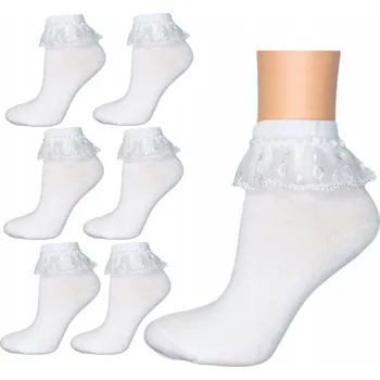 Ponožky dětské dívčí bílé bavlněné velikost 23 s krajkou