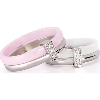 Prsten Prosperk Prsten keramika s ocelí bílý Velikost prstenů: 8 (EU: 57-58)