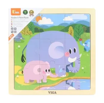 Dřevěná hračka Viga puzzle 9 dílků sloni