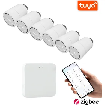 Hlavice pro radiátor Set 6+1 BOT Chytrá Zigbee/WiFi termostatická hlavice TH6 Tuya