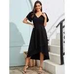 Asymetrické třpytivé společenské šaty - Černé L Barva: Černá, Velikost: L