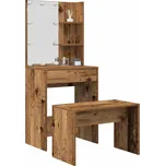 vidaXL sada toaletního stolku s LED kompozitní dřevo [3114136] Barva: Staré dřevo