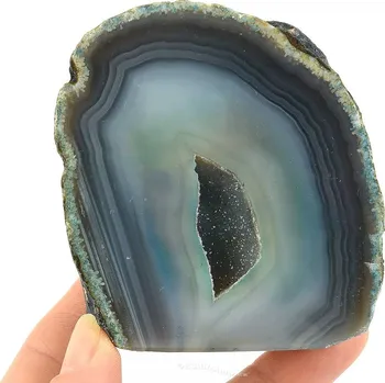 Přírodní kámen Modrý achát geoda s dutinou 298g (Brazílie)