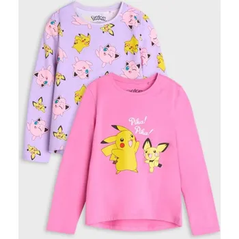 Dívčí oblečení Sinsay - Tričko s&nbsp;dlouhými rukávy Pokemon 2 pack - růžová - 448AY-30X - 448AY-30X-110-1