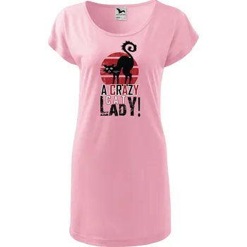 DOBRÝ TRIKO Dámské tričko/šaty Crazy cat lady Velikost: S, Barva: Růžová