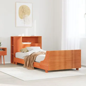 Postel vidaXL Postel bez matrace 100 x 200 cm masivní borovice [3323667] Barva: Voskově hnědá